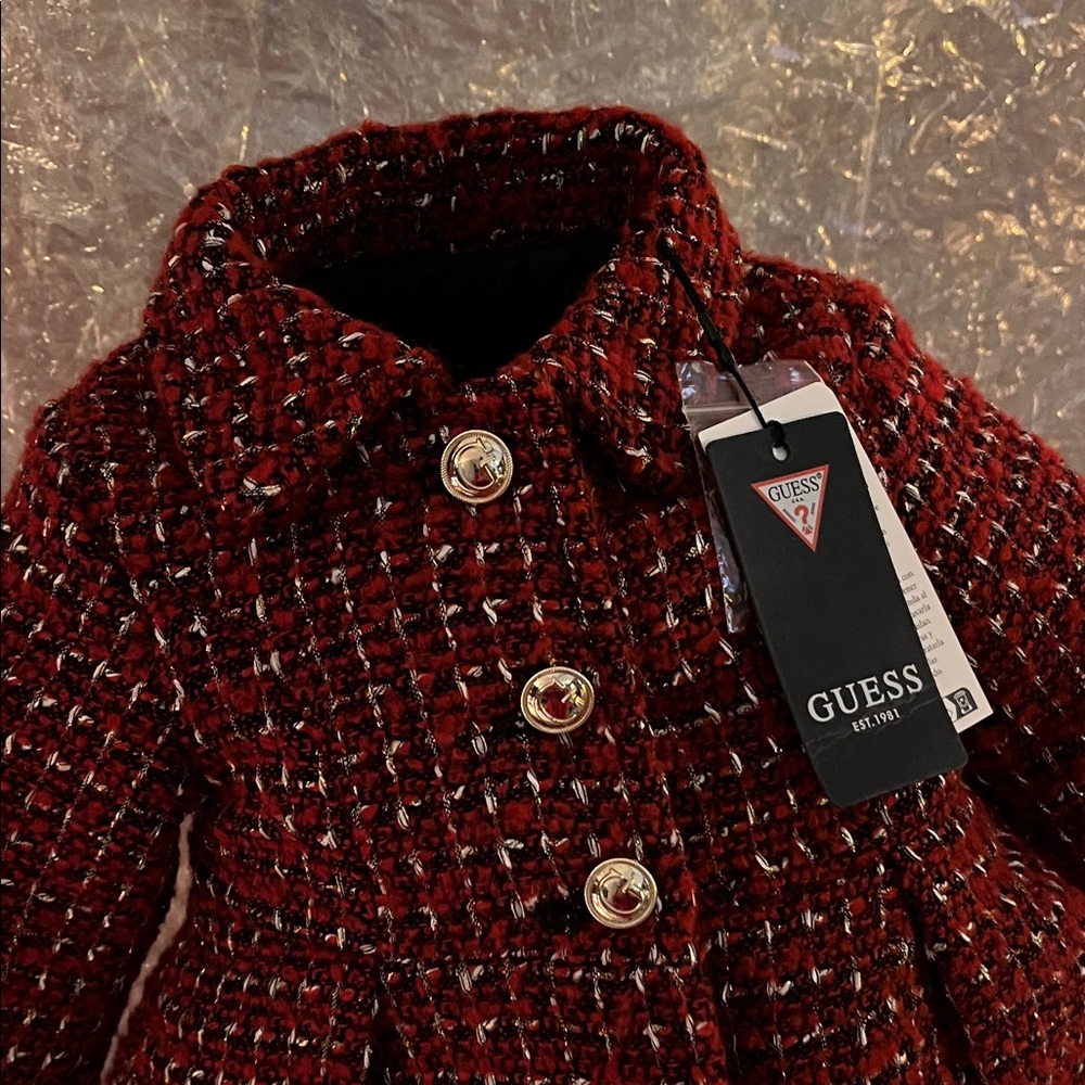 Guess Red Pea Coat for Kids - Picture 2 of 12